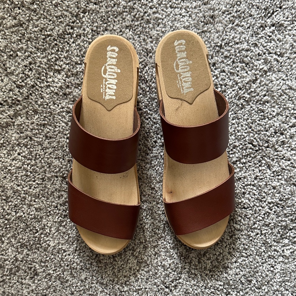 NWOT Sandgrens Cognac Leather Sandals